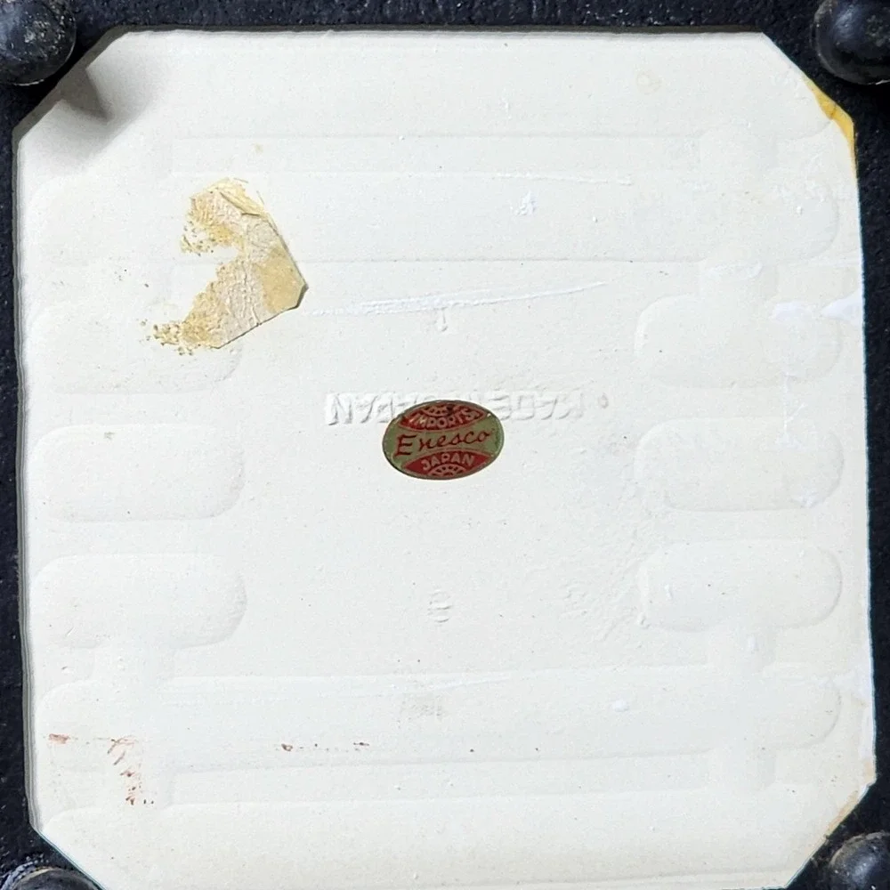 Vintage Enesco‎ Cast Iron Trivets Still Life Wall Plaques Pair Kitchen Japan MCM